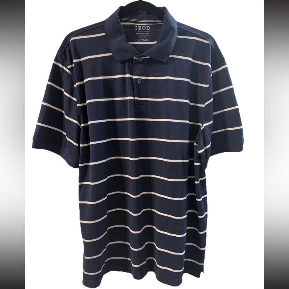 Izod Luxury Sport Performance Men’s Polo XL Blue/White Stripped